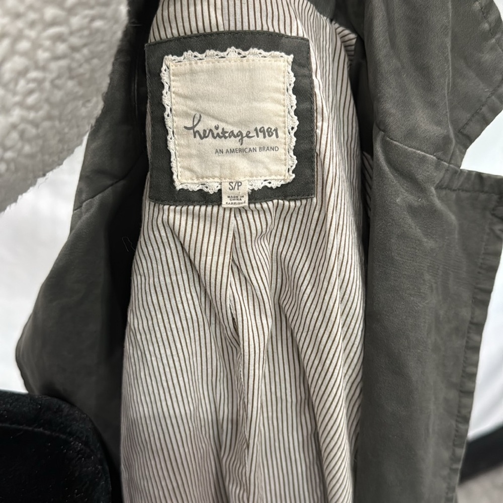 Heritage 1981 Gray Trench Coat Double-Breasted - Picture 3 of 4